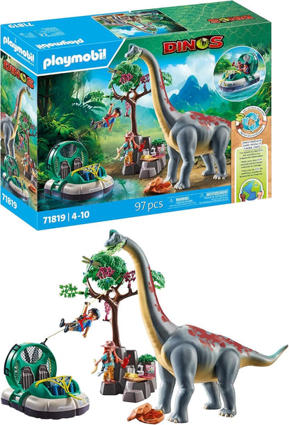PLAYMOBIL Brachiosaurus-Begegnung mit Luftkissenboot Spielset 71819. Brachiosaurus-Figur und Luftkissenboot zum Nachspielen von Abenteuern.