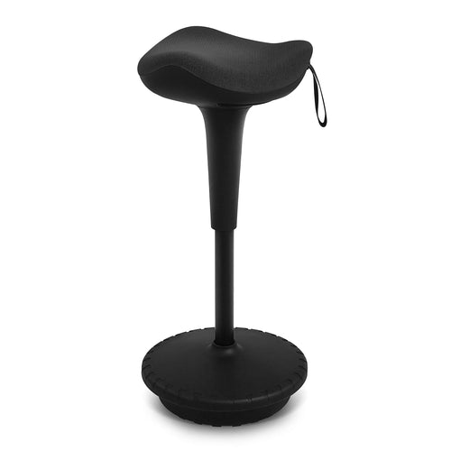 IWMH Ergonomischer Sitz-Steh-Hocker, hochverstellbar – Schwarz. Schwarzer Stuhl. Unterstützt dynamisches Sitzen und Stehen am Arbeitsplatz.