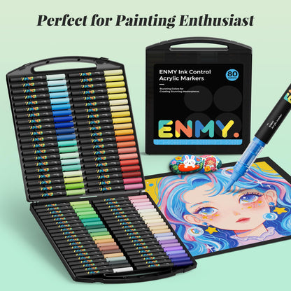 ENMY Acrylmalstifte Set 80 Farben, direkte Flüssigacryl-Marker