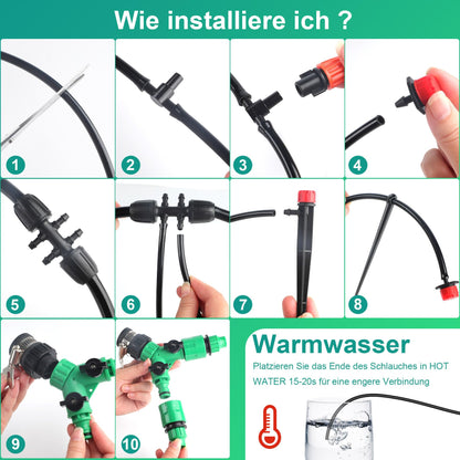YAOBLUESEA Bewässerungsset 315-teilig mit 60 m + 15 m Schlauch