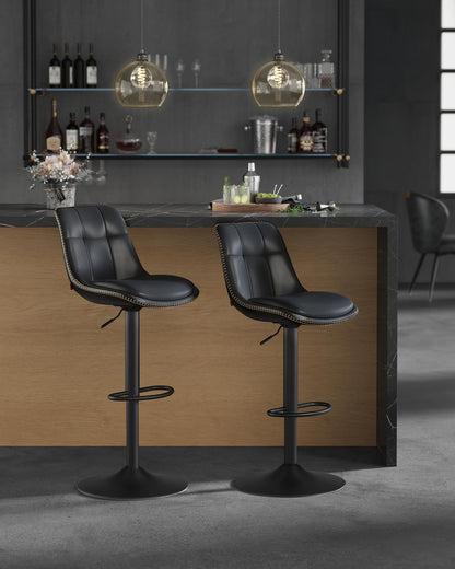 VASAGLE LJB095B01 Barhocker – 2er Set, höhenverstellbar, tintenschwarz