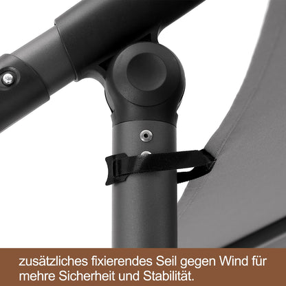 Deuline Mallorca-Elite Ampelschirm Ø 300 cm, 360° drehbar, grau