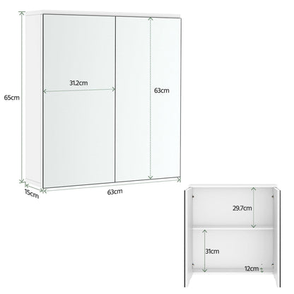 Yaheetech Spiegelschrank Bad Hängeschrank mit 2 Spiegeltüren