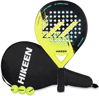 Padel Schläger Erwachsene Carbon Glasfaser – Allround. Schwarzer Padel-Schläger in runder Form für vielseitiges Padelspiel.