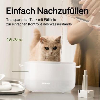 PETLIBRO Dockstream Katzenbrunnen Edelstahl, 2.5 L, kabellose Pumpe
