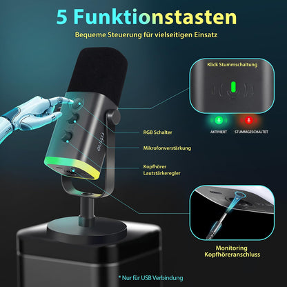 FIFINE MI6 Dynamisches Gaming-Mikrofon mit XLR und USB