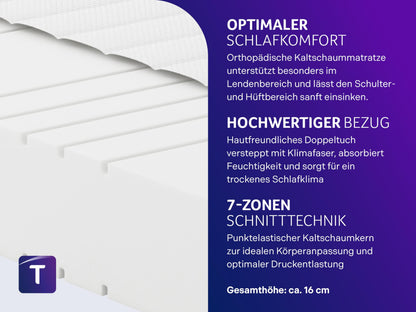 Traumnacht Orthopädische 7-Zonen Kaltschaum Matratze H3 140x200 cm
