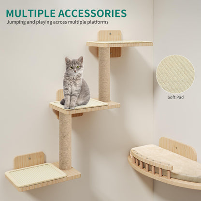 YITAHOME Katzen Kletterwand aus Holz, 7-teiliges Set mit Kratzbäumen