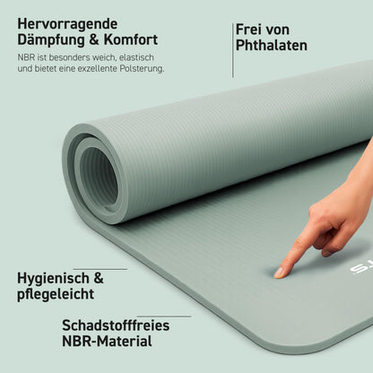 MSPORTS Gymnastikmatte Premium 190 x 100 x 1,5 cm Steingrau