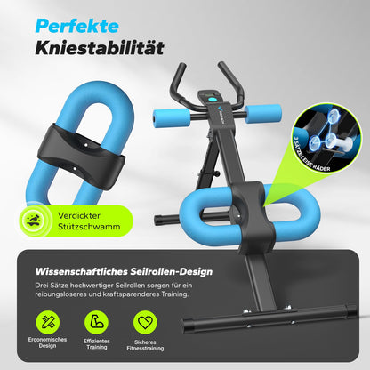 MERACH Bauchtrainer Multifunktions-Trainingsgerät - Schwarz mit LCD