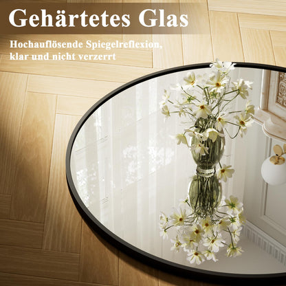 BEAUTYPEAK Runder Wandspiegel 90 cm - Aluminiumrahmen