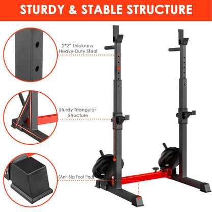 LIFERUN Squat Rack Hantelständer Multifunktion - Rot