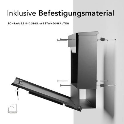 NewHabitat Manhattan Wandbriefkasten Anthrazit mit Zeitungsfach