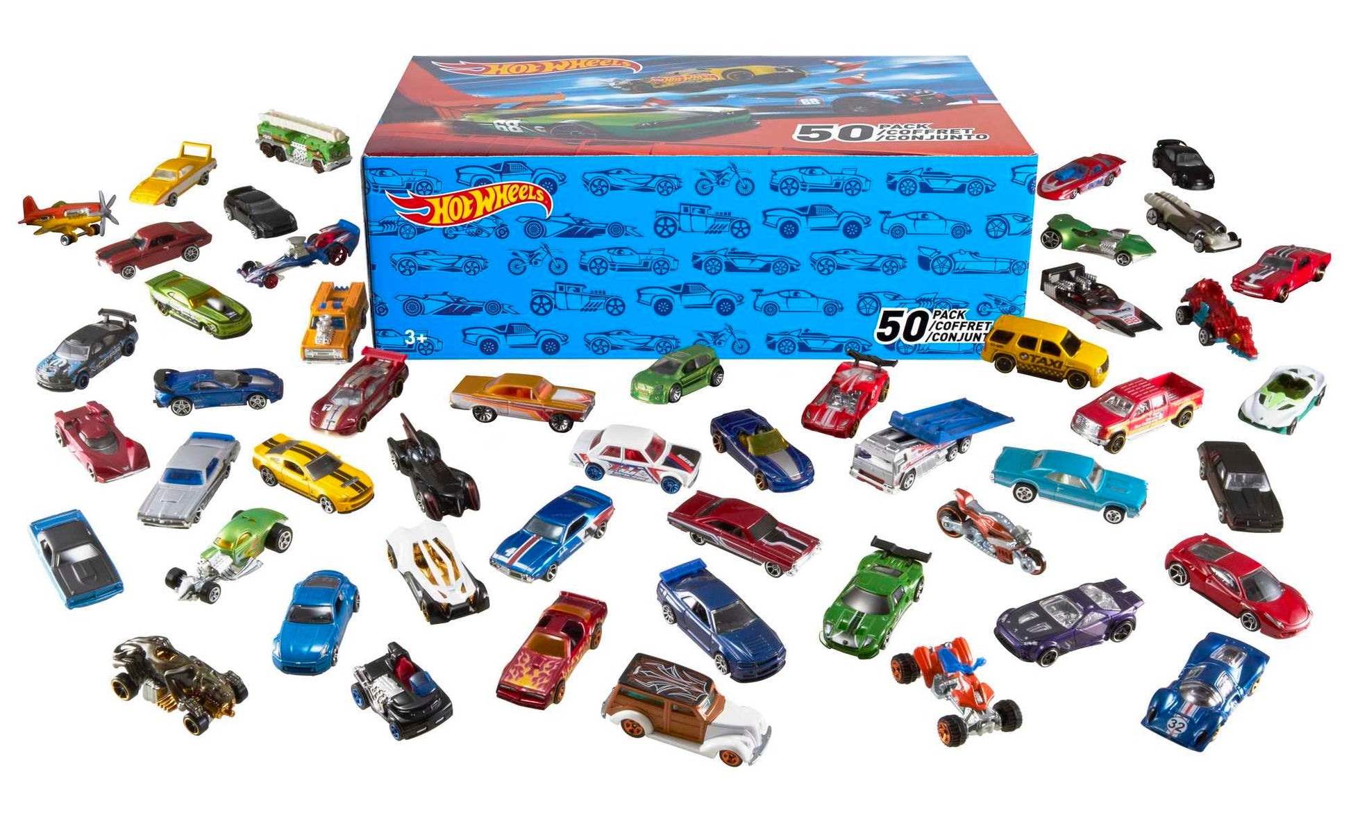 Hot Wheels Autos Set 50er Pack Spielzeugautos – Diverse Modelle V6697. Kleine, bunte Die-Cast Modelle zum Spielen und Sammeln.
