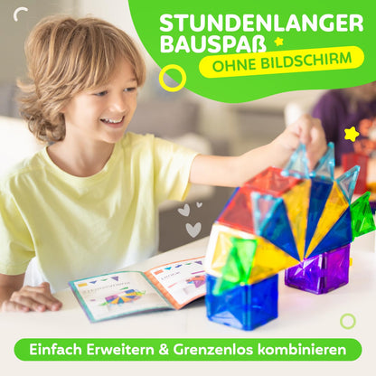 Magneo Magnetbausteine, 120-teiliges Bauset mit 2 Autos, ab 3 Jahren