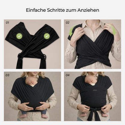 Momcozy Elastisches Babytragetuch ab Geburt, 3,6–15 kg, Schwarz