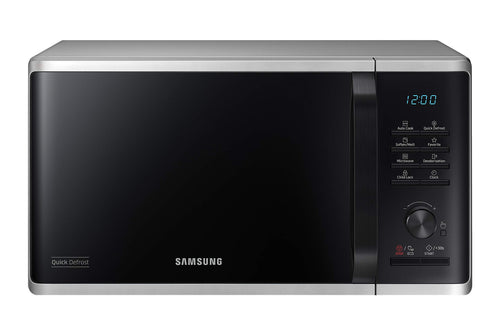 Samsung MS2AK3515AS/EG Mikrowelle 800W, 23l - Silber. Silberne Mikrowelle zum Erwärmen und Auftauen von Speisen.