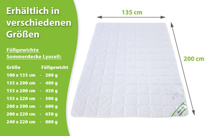 franknatur Lyocell Bettdecke 135x200, leichte Tencel Sommerdecke