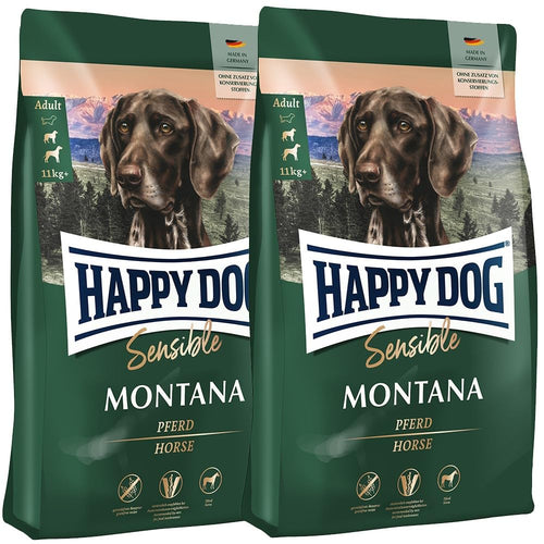 Happy Dog Sensible Montana Hundefutter - Monoprotein Pferd 2x10kg. Braune Kroketten. Monoproteines Alleinfutter für ernährungssensible Hunde.