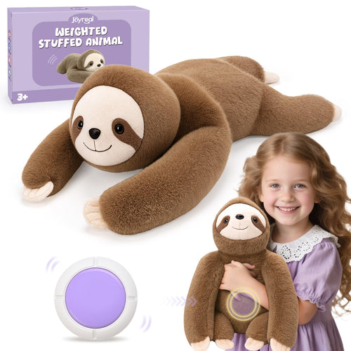 Joyreal Gewichtetes Kuscheltier Faultier 1,5 kg mit Vibration, weiches Plüschtier