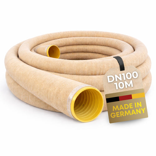 Doubleyou Drainagerohr DN100 10m mit Filtervlies, PVC-Sickerrohr