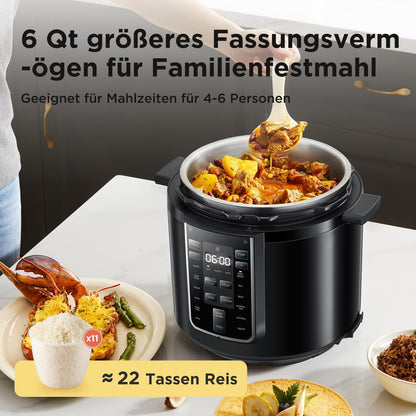 Midea Elektrischer Schnellkochtopf 6L, 9-in-1 Multikocher, Schwarz