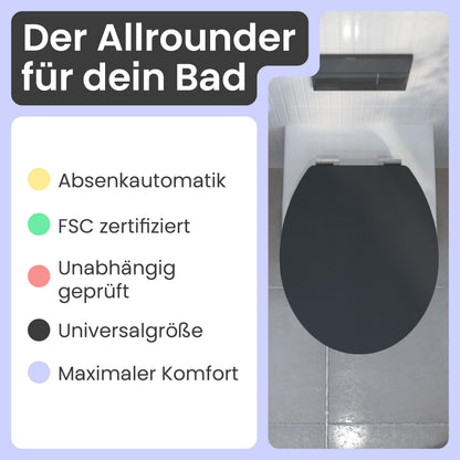 instmaier Gaia WC Sitz MDF Schwarz - Oval, Absenkautomatik