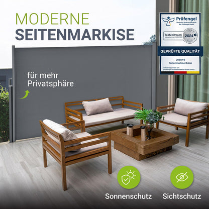 Juskys Dubai Seitenmarkise Sichtschutz 500x180 cm – Anthrazit