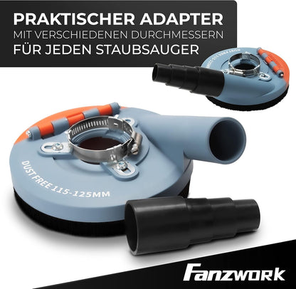 FANZWORK Absaughaube für Winkelschleifer 125 mm mit Diamantschleiftopf