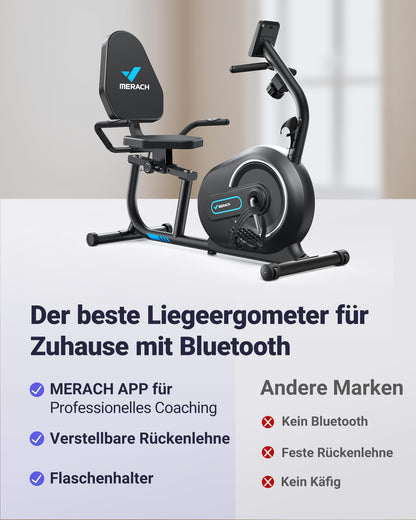 MERACH S08B1 Liegeergometer mit Bluetooth und 8 Widerstandsstufen