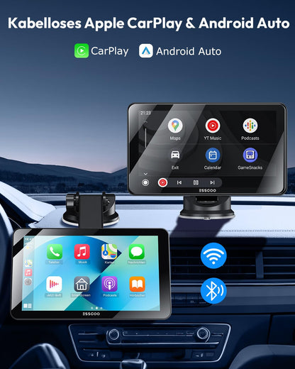ESSGOO CarPlay Display 7 Zoll, Android Auto, Bluetooth, Rückfahrkamera
