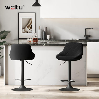 WOLTU Barhocker 2er Set - Samt, höhenverstellbar, schwarz