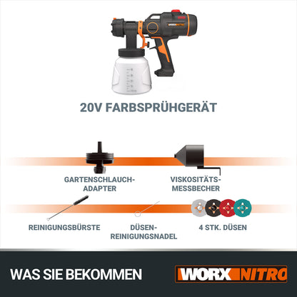 WORX WX020.9 Nitro Akku-Farbsprühsystem 20V - Ohne Akku