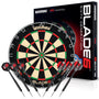 WINMAU Blade 6 Profi Bristle Dartscheibe - Inkl. 2 Dart-Sets. Farbige Bristle-Scheibe mit dünnem Spider für professionelles Dartspiel.