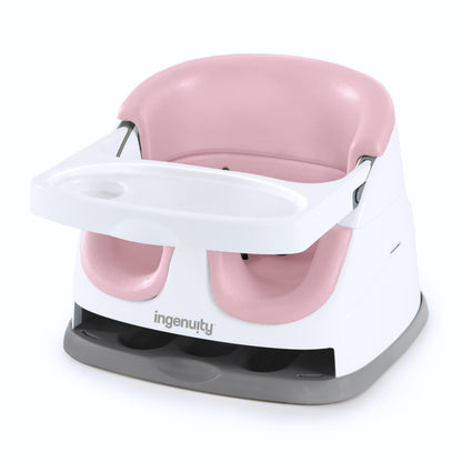 Ingenuity Baby Base 2-in-1 Sitzerhöhung mit Tablett, Peony – Babysitz mit Rückenlehne und Gurten