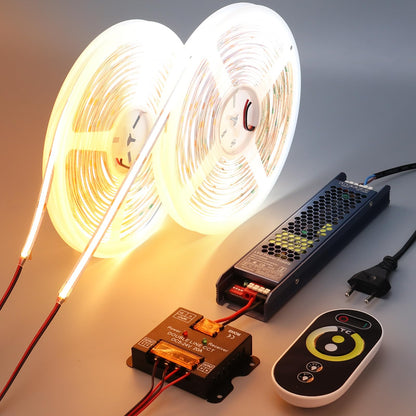 BENLUN 24V CCT COB LED Streifen Dimmbar 20M - 2700K-6500K weiss. Weisser, flexibler COB-LED-Streifen für dimmbare CCT-Lichtsteuerung.