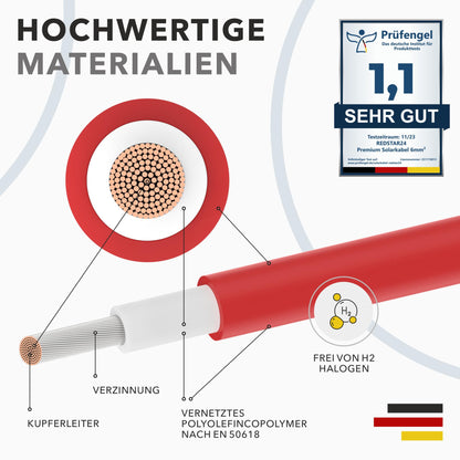 RedStar24 Premium Solarkabel Photovoltaik - 6mm² Rot 50m