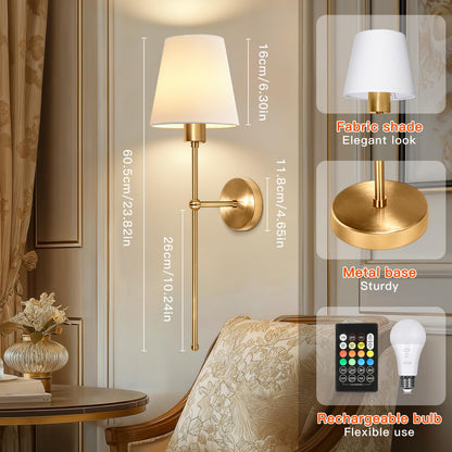 Ketom LED Wandleuchte Innen mit Akku, dimmbar, Gold, 2er-Set