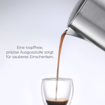 NEVO Espressokocher Induktion aus Edelstahl, 6 Tassen (300 ml)