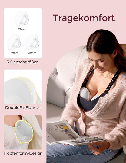 Momcozy Mobile Flow M9 Doppelmilchpumpe elektrisch freihändig, Grau