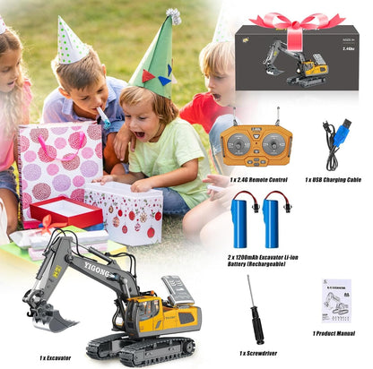 KIYTARBOO RC Bagger mit Licht und Sound, 2,4 GHz, 680° Drehung