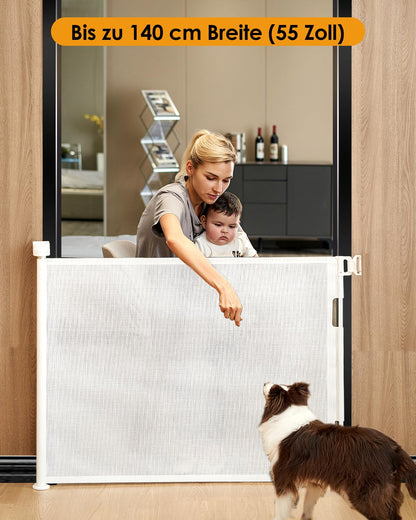 derimkcoa Treppenschutzgitter ausziehbar 0-140 cm weiss