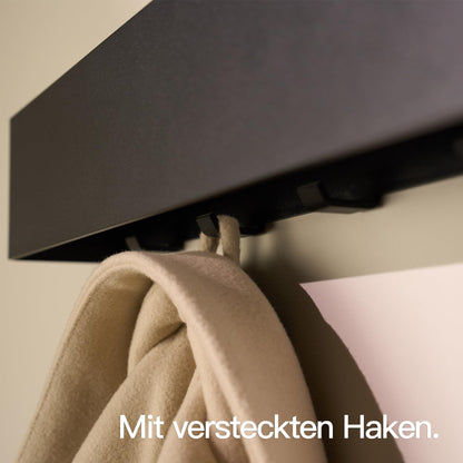 Designfabrik Hamburg Wandgarderobe schwarz 57 cm, versteckte Haken