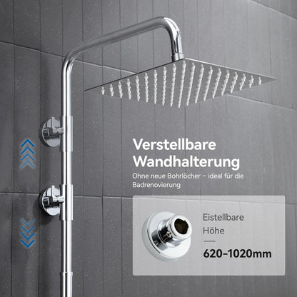 Auralum Regendusche Duschsystem Edelstahl ohne Armatur 30x30 cm Chrom