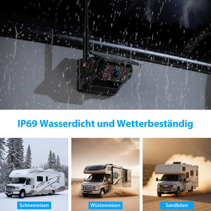 ZEROXCLUB Rückfahrkamera kabellos Solar mit 7 Zoll 1080P Touchscreen