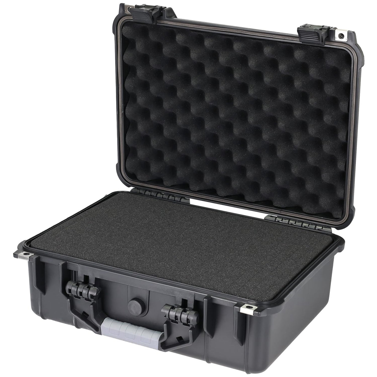HMF ODK100 Outdoor-Fotokoffer, Transportkoffer mit Rasterschaumstoff aus schlagfestem Kunststoff mit Tragegriff