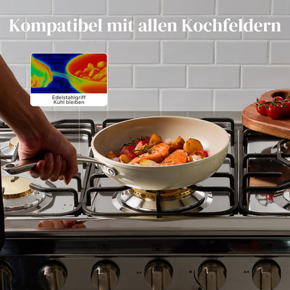 Redchef Alu-Keramik Bratpfannenset Induktion - Beige 20/24/28 cm