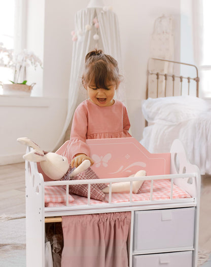 ROBOTIME Holz Puppenbett für 22-Zoll Puppen - Rosa