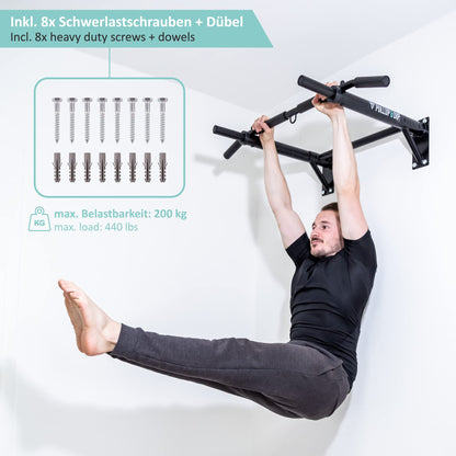 PULLUP & DIP Klimmzugstange Wand Multigriff Profi