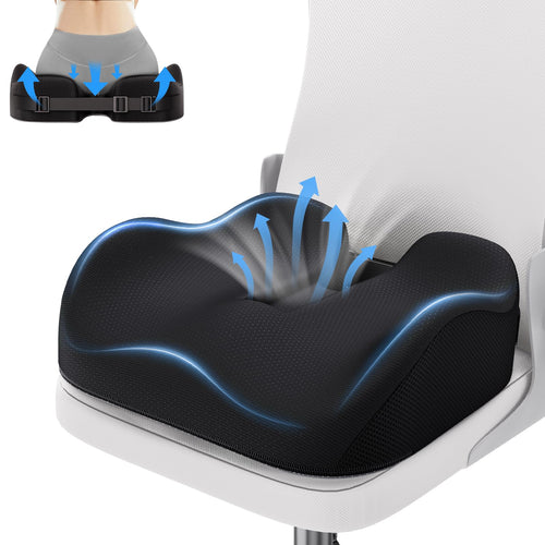 Benazcap Orthopädisches Sitzkissen aus Memory-Schaum, schwarz, ergonomische U-Form zur Druckentlastung beim Sitzen